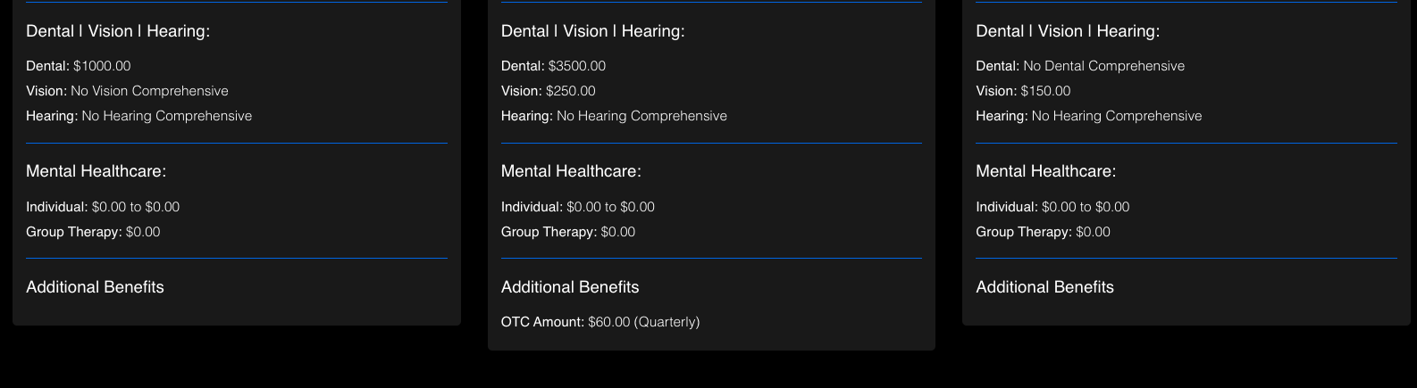 Plan Comparison Benefits